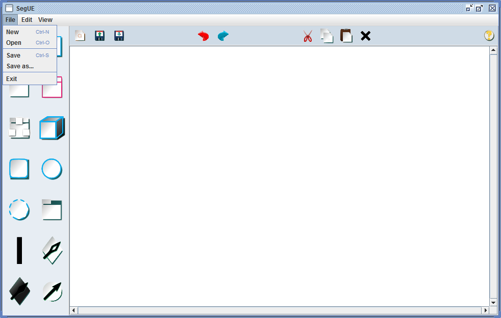 SegUE with file menu showing